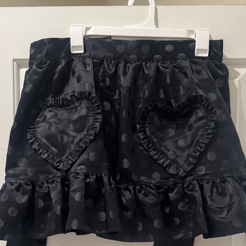 Betsey Johnson Black Mini Skirt with Polka Dots